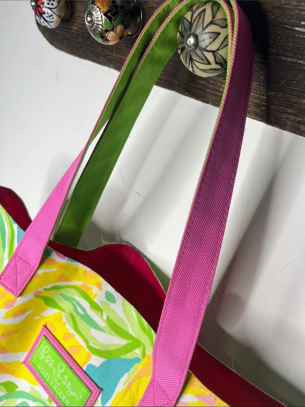 Lilly Pulitzer for Estée Lauder Canvas tote bag vibrant lemon print,